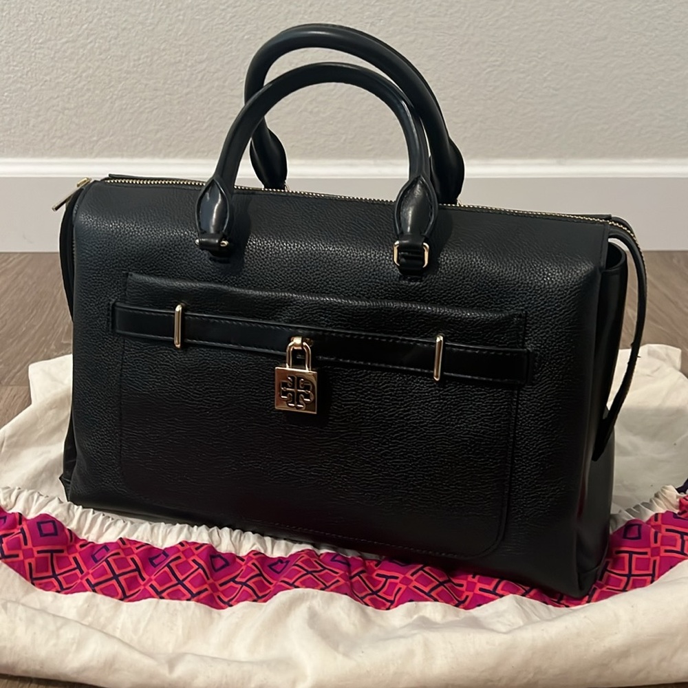 Tory Burch Black Leather Handbag with crossbody straps